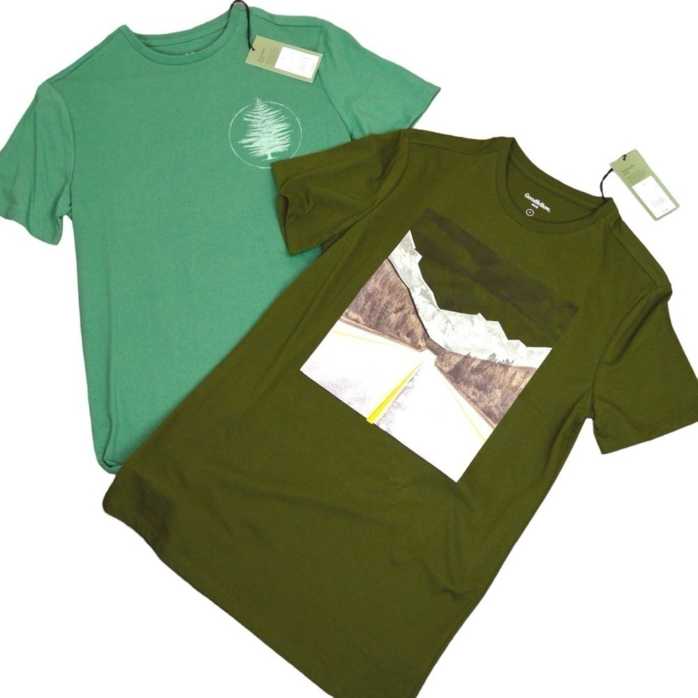 2‎ Men’s Short Sleeve Printed Graphic Goodfellow T-Shirts, Size Small NEW